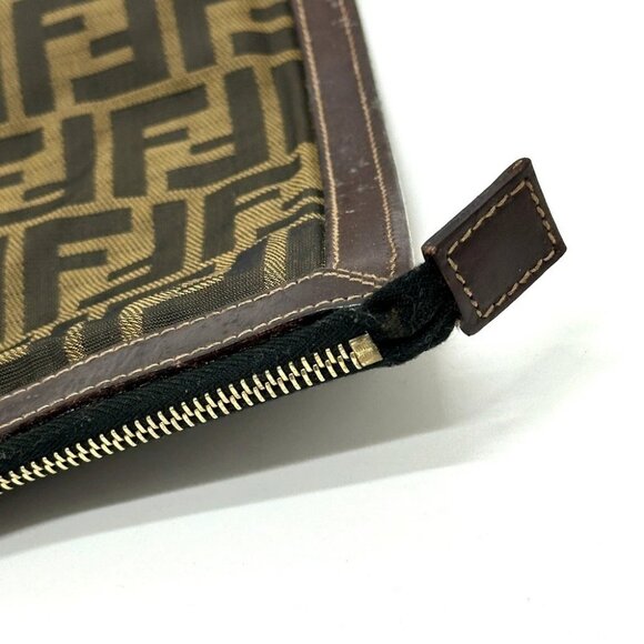 FENDI Zucca pattern Flat Bag Cluch Bag Canvas Brown - Picture 3 of 12